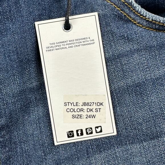 Judy Blue Jeans Womens 24W Dark Wash Relaxed Fit Cuffed Distressed Denim New - Picture 7 of 13